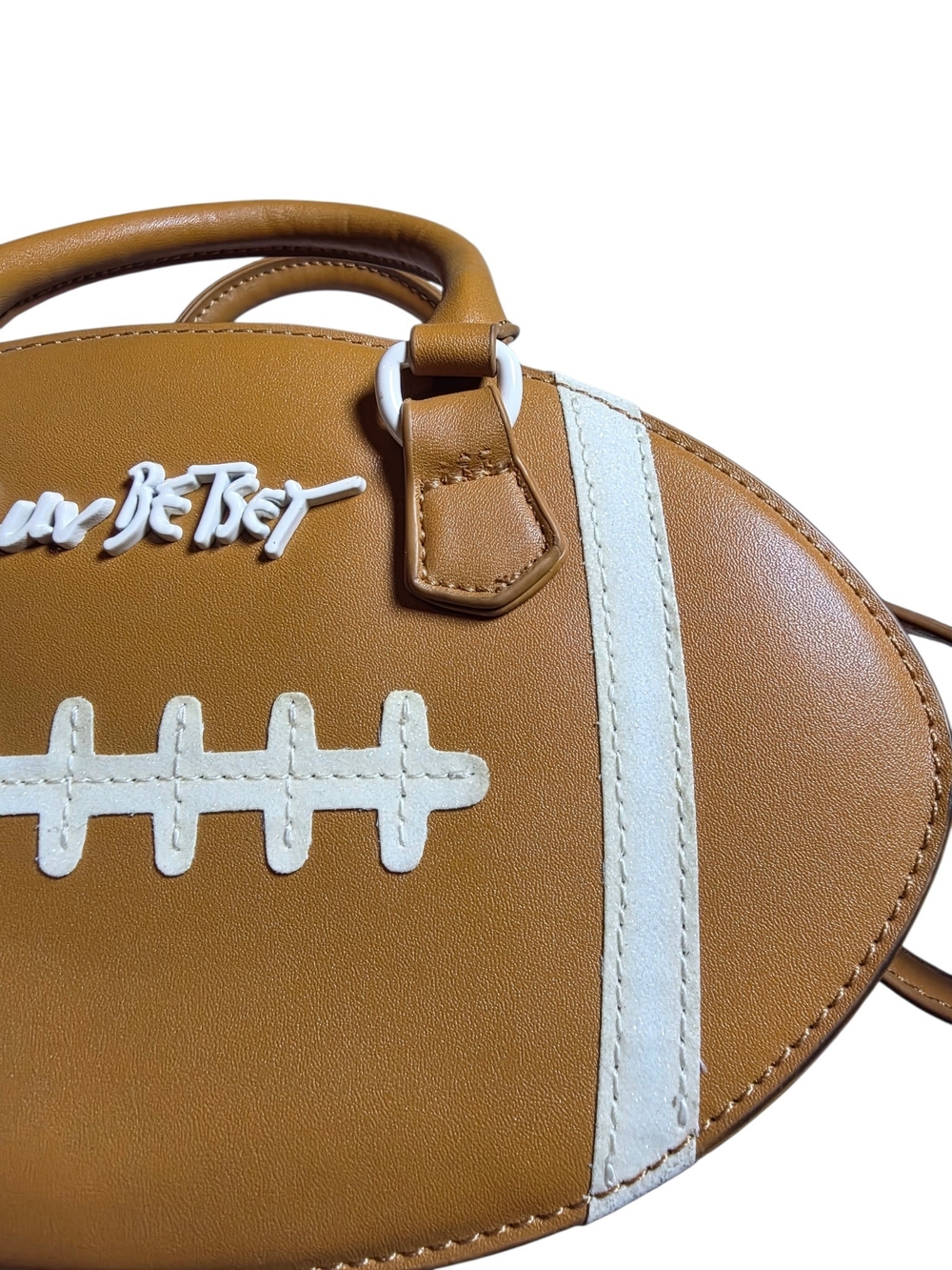 Luv Betsey by Betsey Johnson Tan Football Novelty Crossbody Bag Satchel - Picture 16 of 16